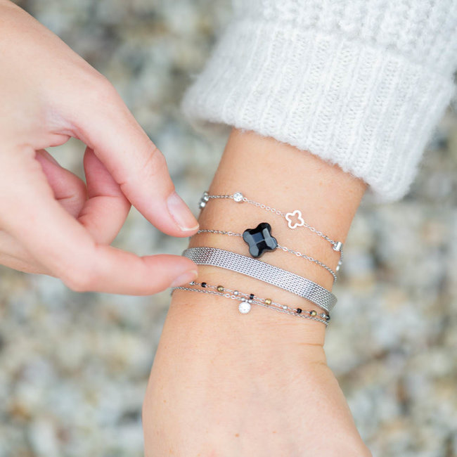 Zilveren armband platte schakel
