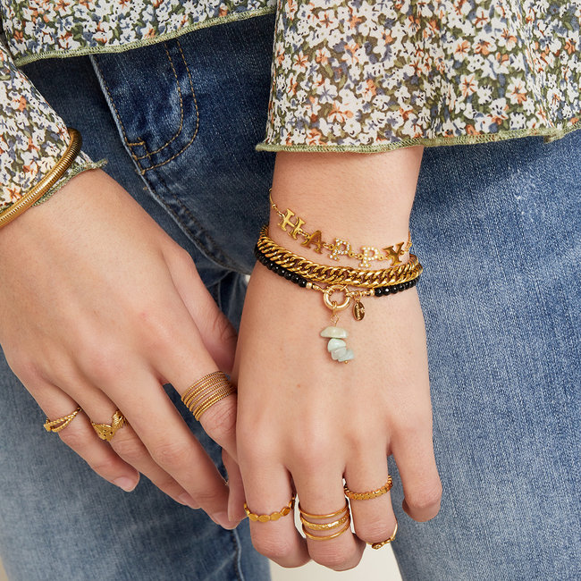 Beadle Goud Happy armband