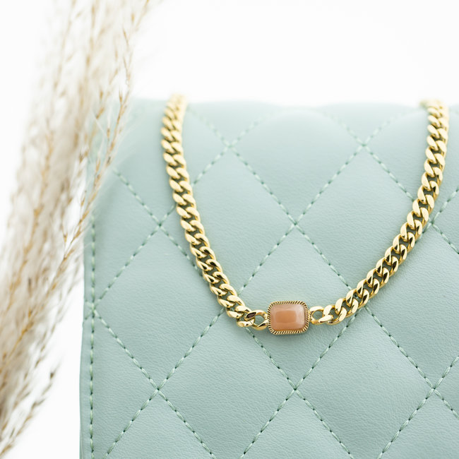 ZAG  Bijoux Goud schakelketting met nude steen