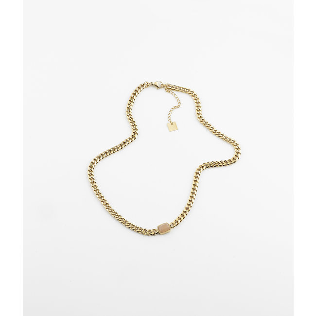 ZAG  Bijoux Goud schakelketting met nude steen