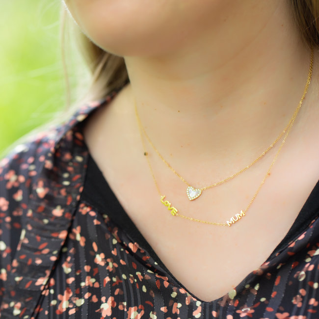 Gouden ketting met ´love mum´