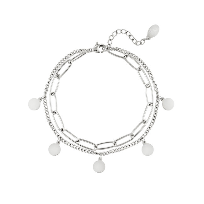 zilver tekst armband en muntjes