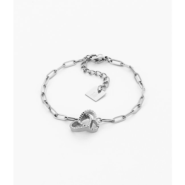 ZAG  Bijoux Zilver armband hart en gevlochten armband