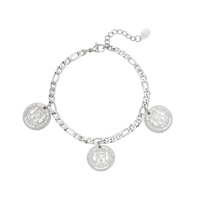 Beadle Zilveren armband met coins