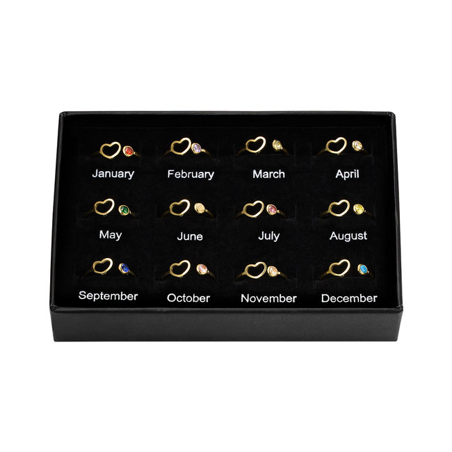 Beadle geboortesteen maand ring goud