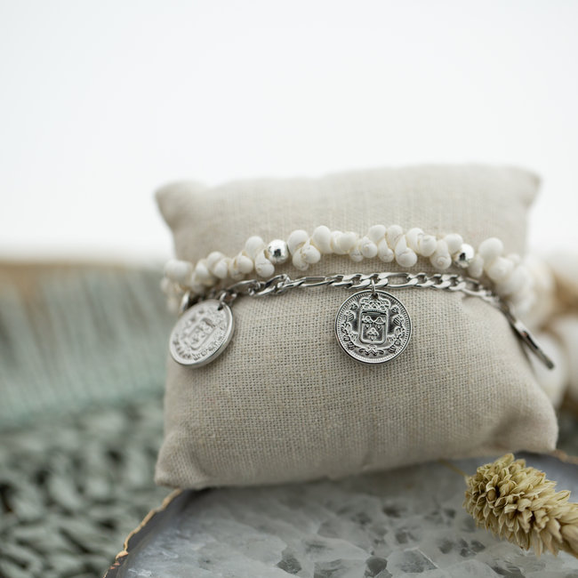 Beadle Zilveren armband met coins