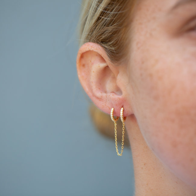 Hoop chain earrings goud
