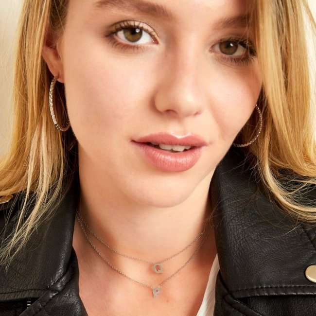 Zilveren schakelketting met initiaal