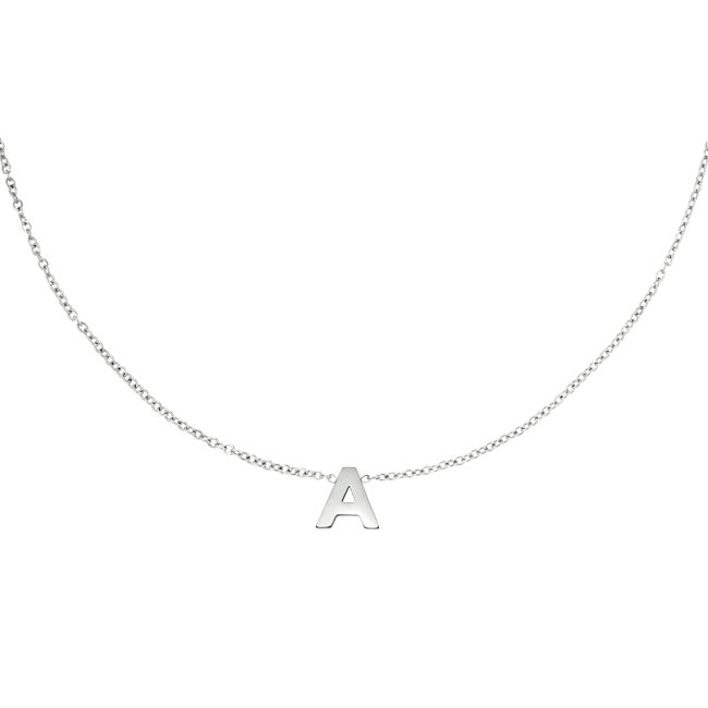 Zilveren schakelketting met initiaal