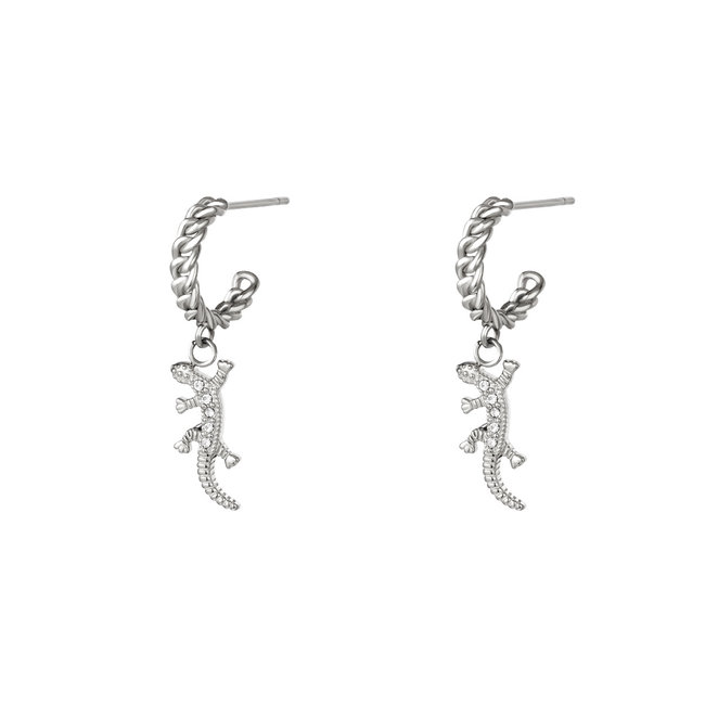Beadle Zilveren oorbellen met salamander
