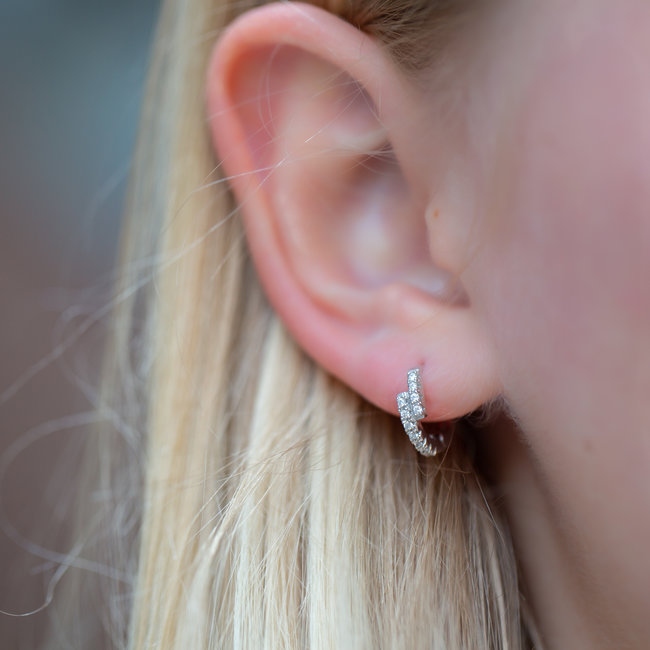Echt zilver crystal oorbellen ongelijk