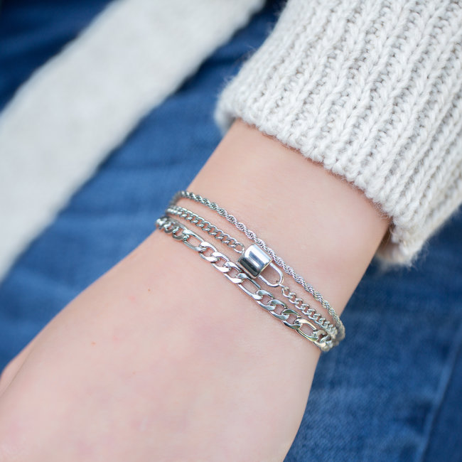 Day & Eve  Stalen schakel armband