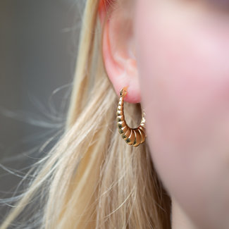 Day & Eve  Stalen goud ovaal oorbellen