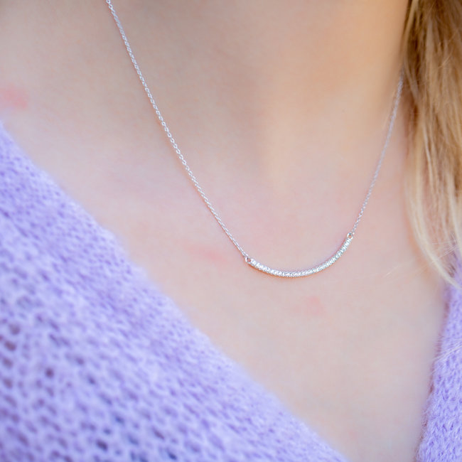 KARMA Echt zilver Zirconia glitter ketting balk
