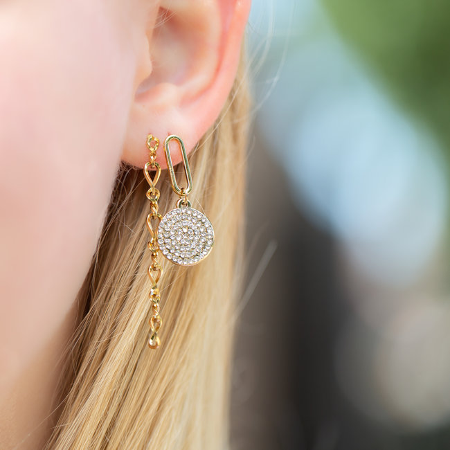 Day & Eve  Goud schakel of glitter oorbellen