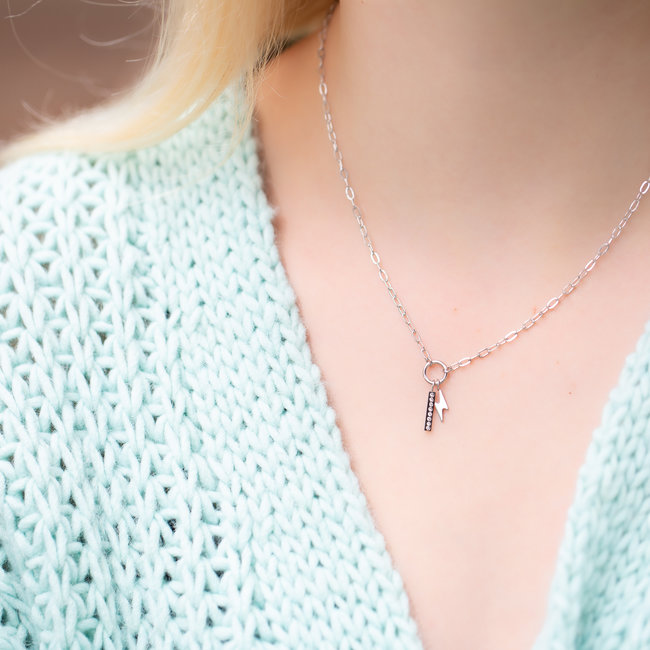 Day & Eve  Ketting zilver schakels met bliksem