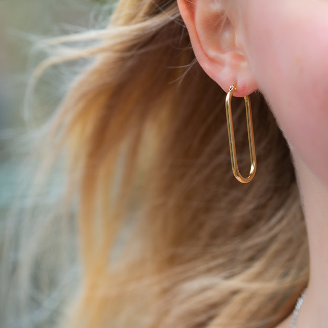 Goud oorbellen minimal rechthoek groot