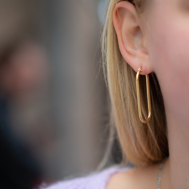 Goud oorbellen minimal rechthoek groot