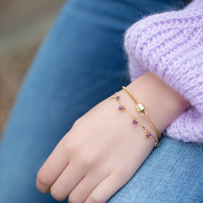 Day & Eve by Go Dutch Label Gouden schakelarmband met slotje