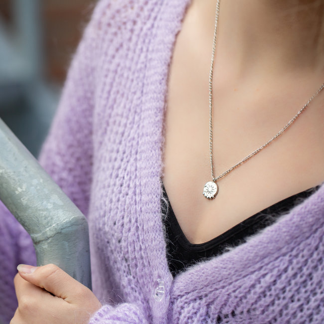 Zilverkleurige ketting met munt
