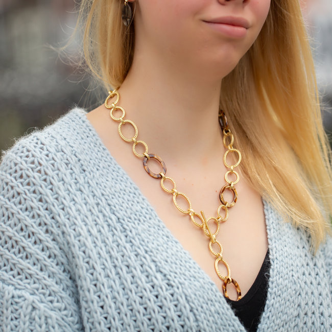 Goud verstelbare ketting ringen cognac