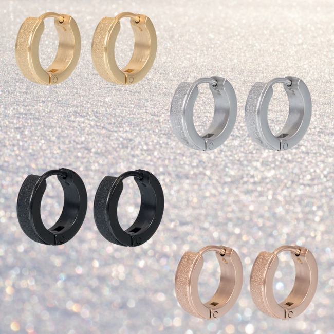 IXXXI Oorbellen sandblasted in goud, zilver, zwart of rosegoud