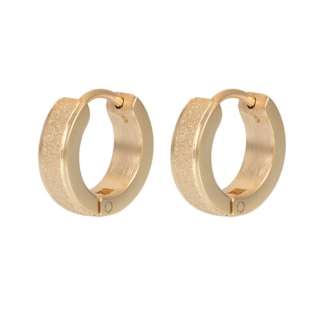 Oorbellen sandblasted in goud, zilver, zwart of rosegoud