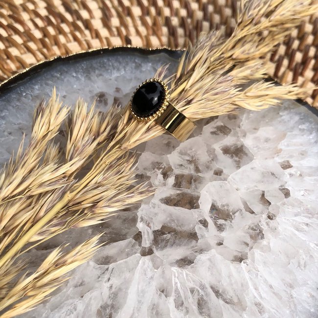 ZAG  Bijoux Gouden trendy ringen met zwarte of groene steen