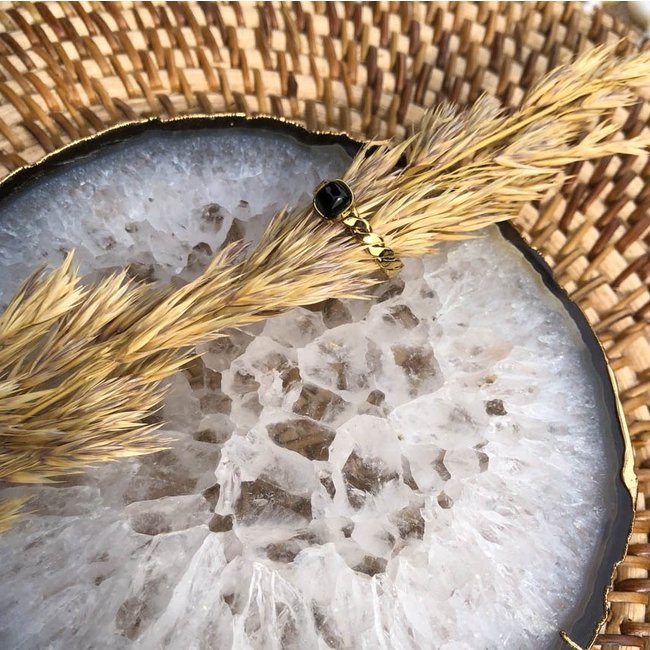 ZAG  Bijoux Gouden trendy ringen met zwarte of groene steen