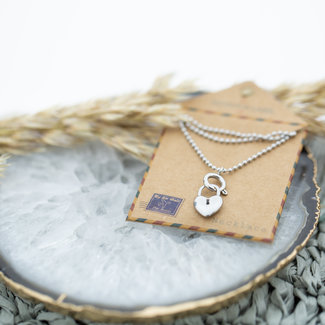 Day & Eve  Bolletjes ketting zilver met hart slot