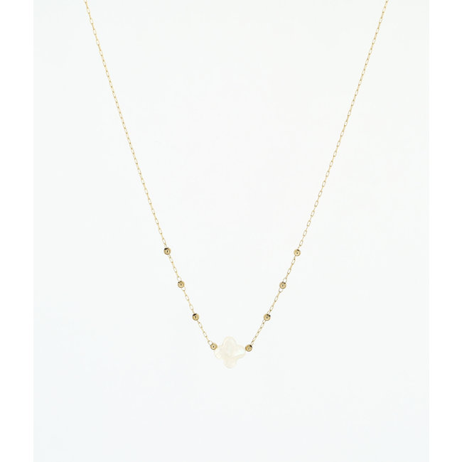 ZAG  Bijoux Gouden ketting met witte klaver