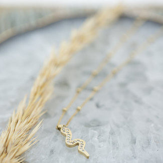 Day & Eve  Goudkleurige ketting met zirkonia slang