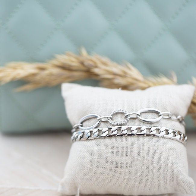 Zilver schakelarmbanden glitter