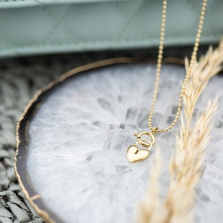Day & Eve  Bolletjes ketting goud met hart slot