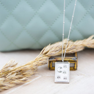 Day & Eve by Go Dutch Label Bolletjesketting zilver met maan en sterren