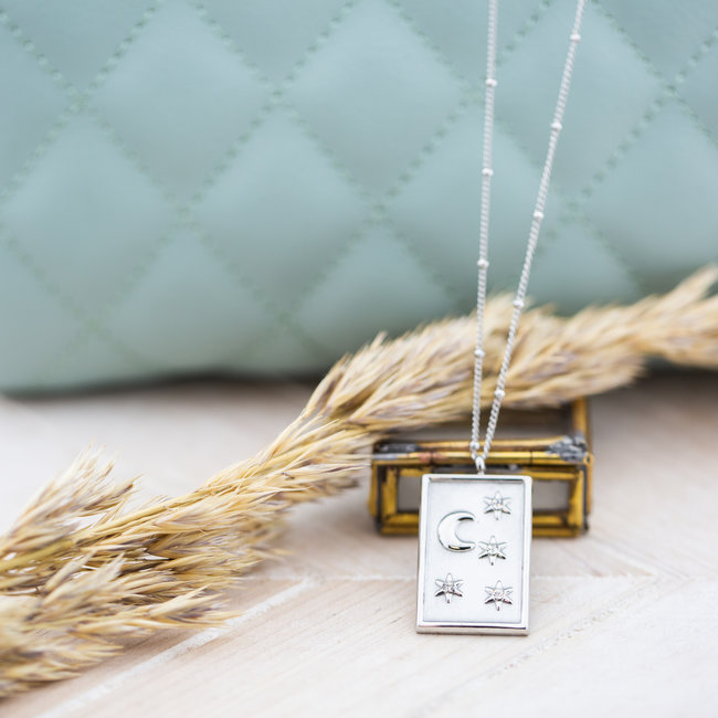 Ketting zilver met maan en sterren