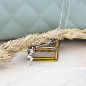 Day & Eve  Zilverleurige ketting met crystal slang