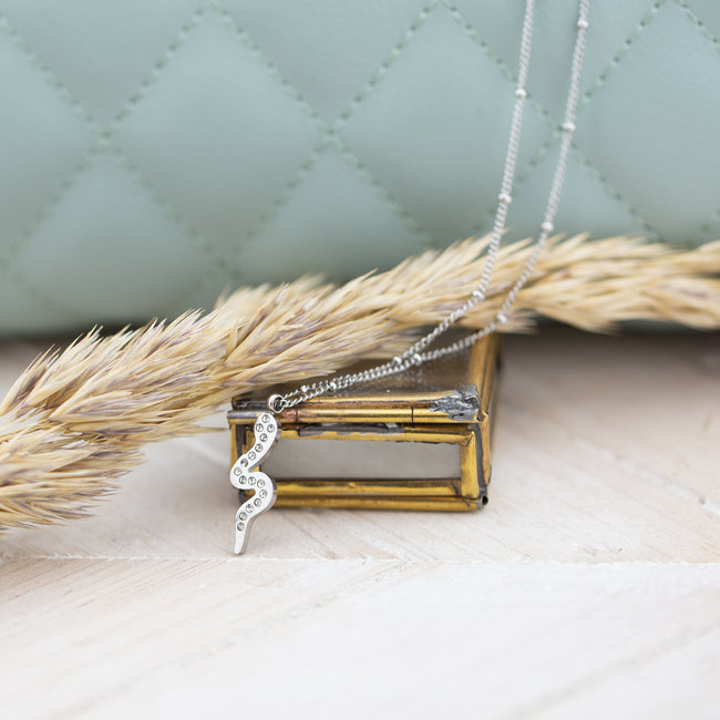 Day & Eve  Zilverleurige ketting met crystal slang