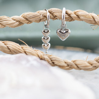 Day & Eve  Stalen zilverkleurige hart oorbellen