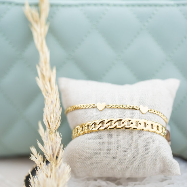 Goud armband schakels of hart staal