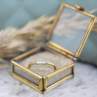 By Jam Gioielli Goud ring met crystal steen