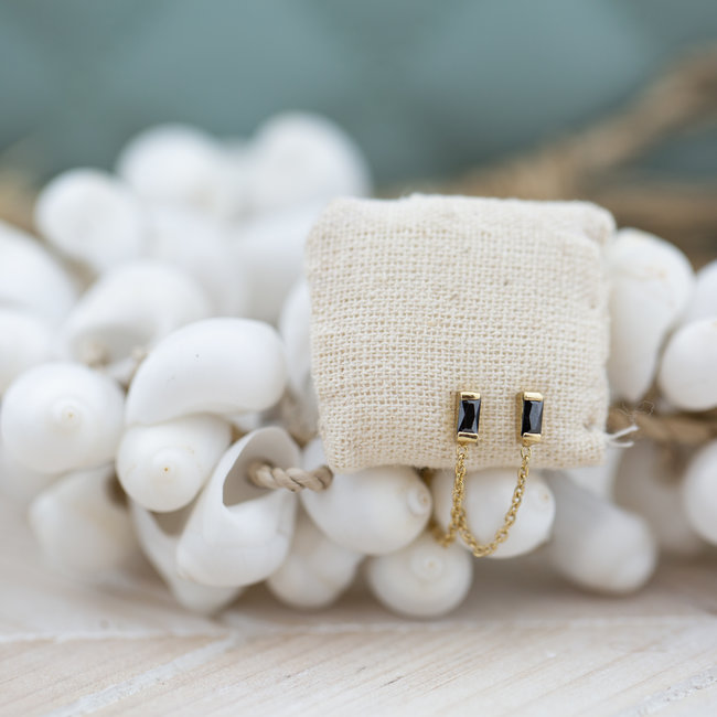 KARMA Chain Black Zirconia Single Square Goldplated