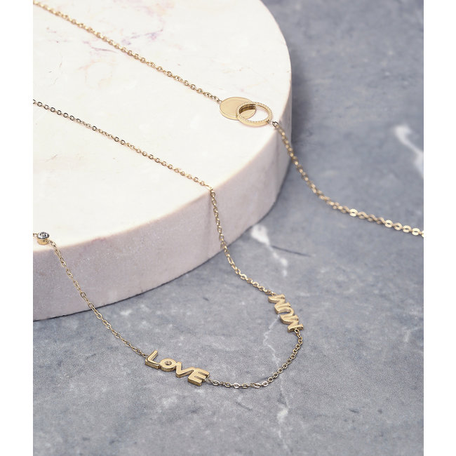 Gouden ketting met ´love mum´