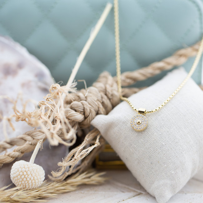 ZAG  Bijoux Ketting goud met zirconia ronde hanger