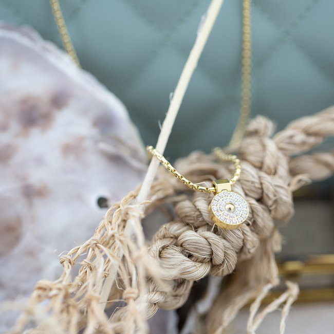 ZAG  Bijoux Ketting goud met zirconia ronde hanger