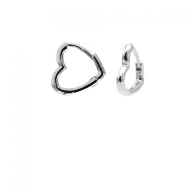 Zilver creool hart oorbellen