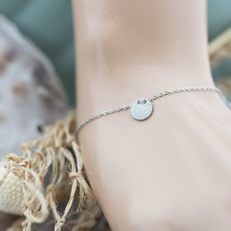 Day & Eve  Zilver schakelarmband met sandblasted muntje