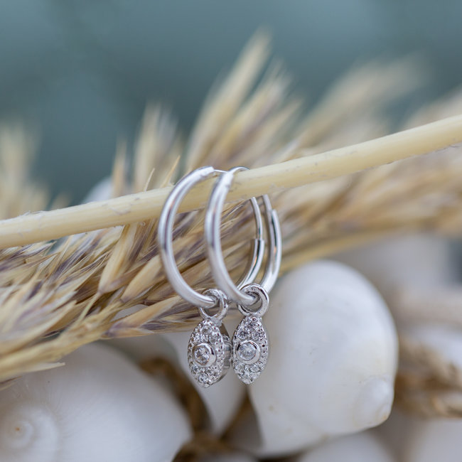 Hoops Symbols Zirconia Pointy Oval Silver Karma