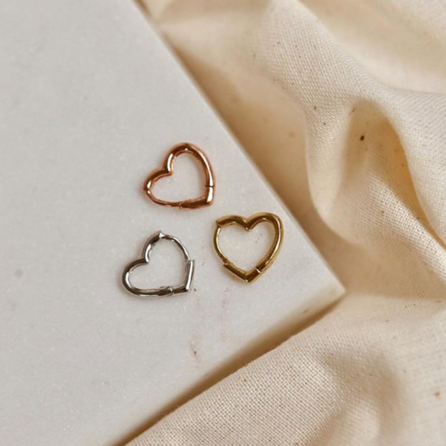 Zilver creool hart oorbellen