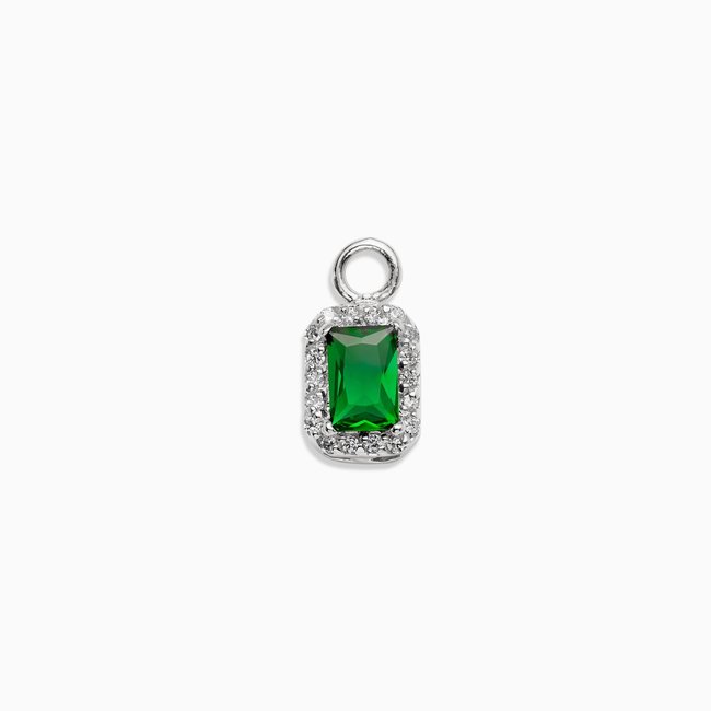 Zilver vierkante pendant met groene steen